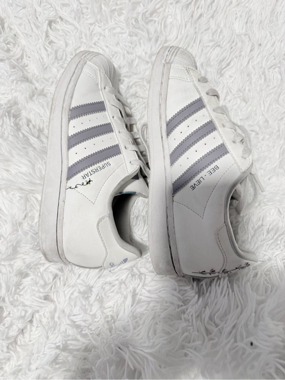 adidas White Sneakers with Light Gray Three Stripes